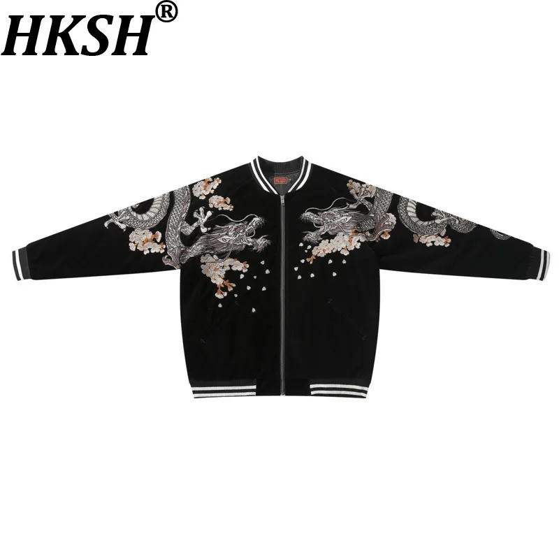 

HKSH весенне-осенние новые мужские куртки с вышивкой, модные винтажные куртки в стиле Харадзюку, повседневное модное бейсбольное пальто, свободное китайское шикарное HK8000