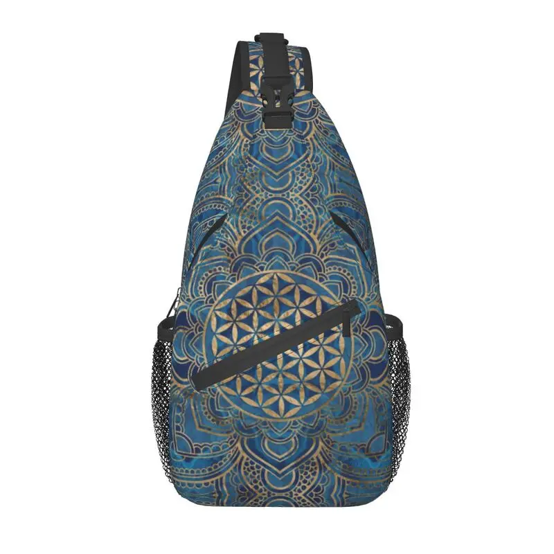 Cool Flower Of Life In Lotus Mandala Crossbody Sling Backpack Men Buddhism Shoulder Chest Bags for Traveling