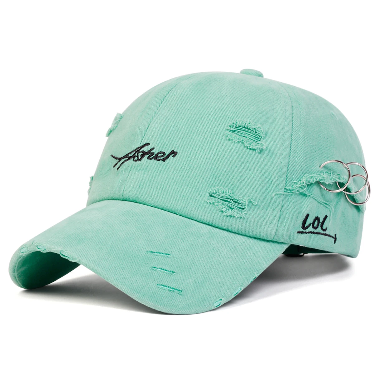 Unisex Asher Stickerei Loch-Eisenring Baseballkappen Frühling Herbst Outdoor Sonnenschutz Hut Verstellbare Lässige Trucker-Mützen – Detail 8