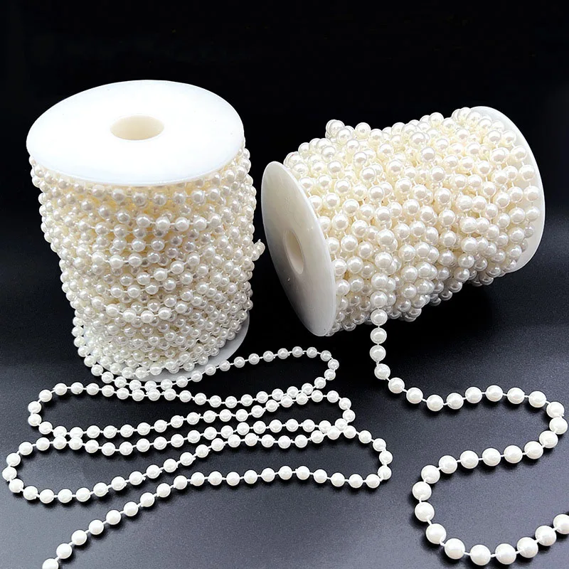 6.6-78.74 Feet Pearls String Beads Decors Φ6-14mm Faux Pearl Garland Roll Strand for Crafting String of Flower Wedding Valentine