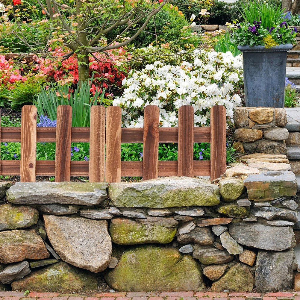 

Rustic Brown Wood Fence Garden Fence Border Outdoor Wooden Yard Fencing Balcony Flower Beds Trellis Panels Lawn Edging