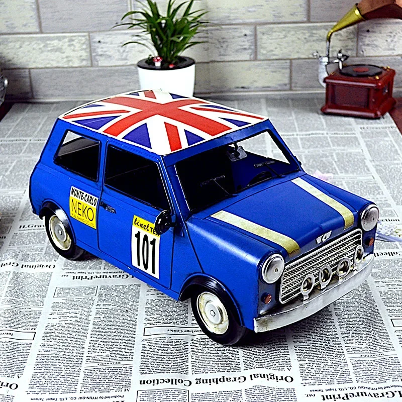 MGT-Vintage British Mini Car Model, Metal Crafts, Coffee Bar, Home Decoration, Wholesale