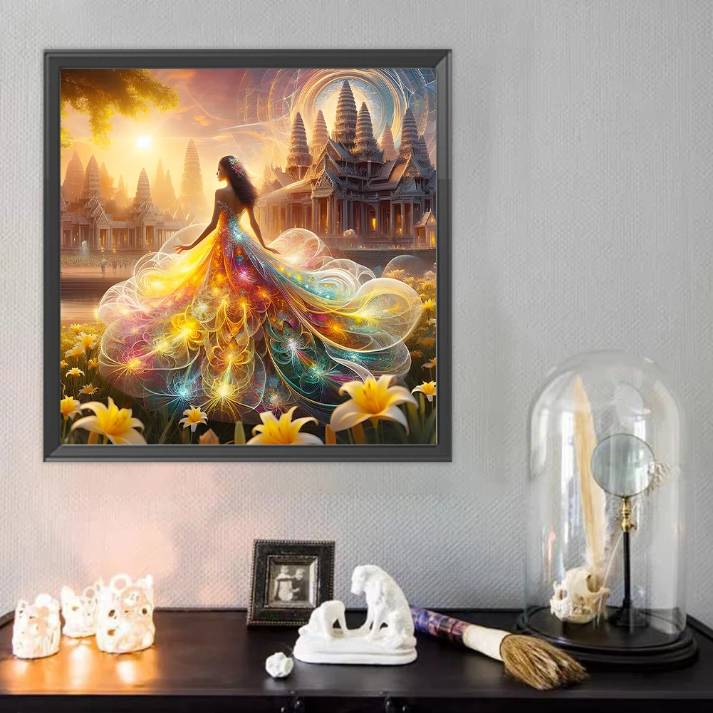 

Набор для алмазной вышивки 5D DIY с полным круглым наполнением, дизайн «Девочка», для домашнего декора, 40x40 см