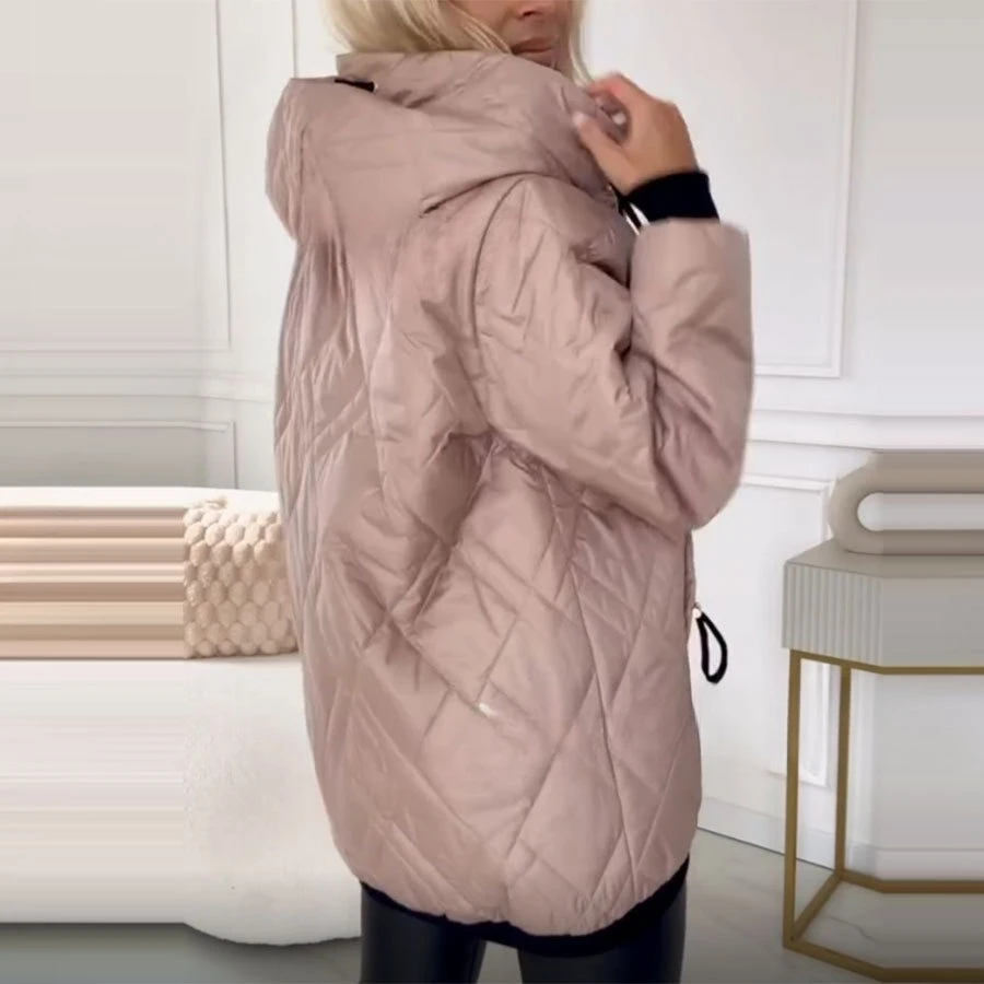 Vrouwen Parka's Met Capuchon Lange Mouw Parka Effen Rits Bovenkleding Casual Vest Losse Gesplitste Zakken Jassen Winter Trekkoord