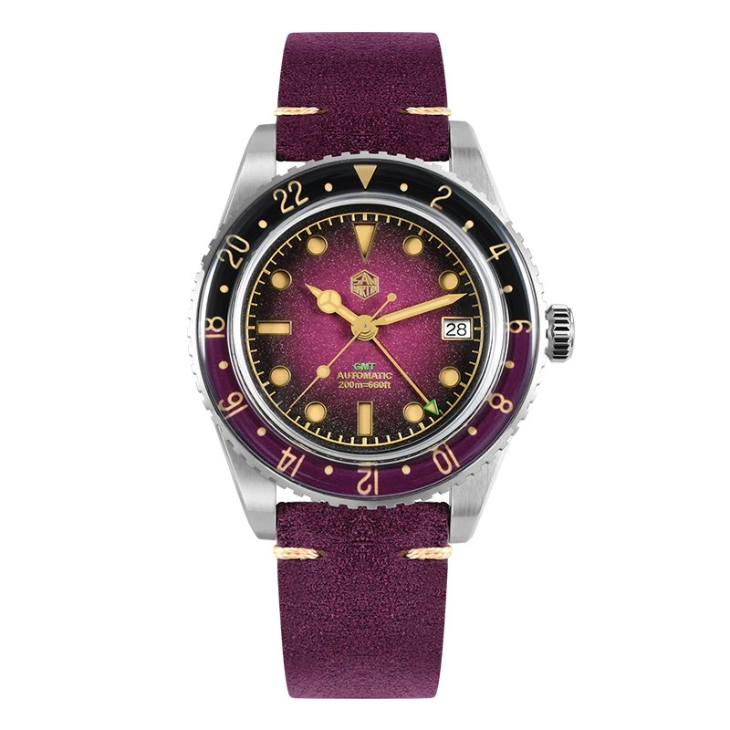 

San Martin Men GMT Watch 39MM Automatic Mechanical Wristwatch 200M Waterproof Lume Sapphire Bidirectional Sapphire Bezel NH34