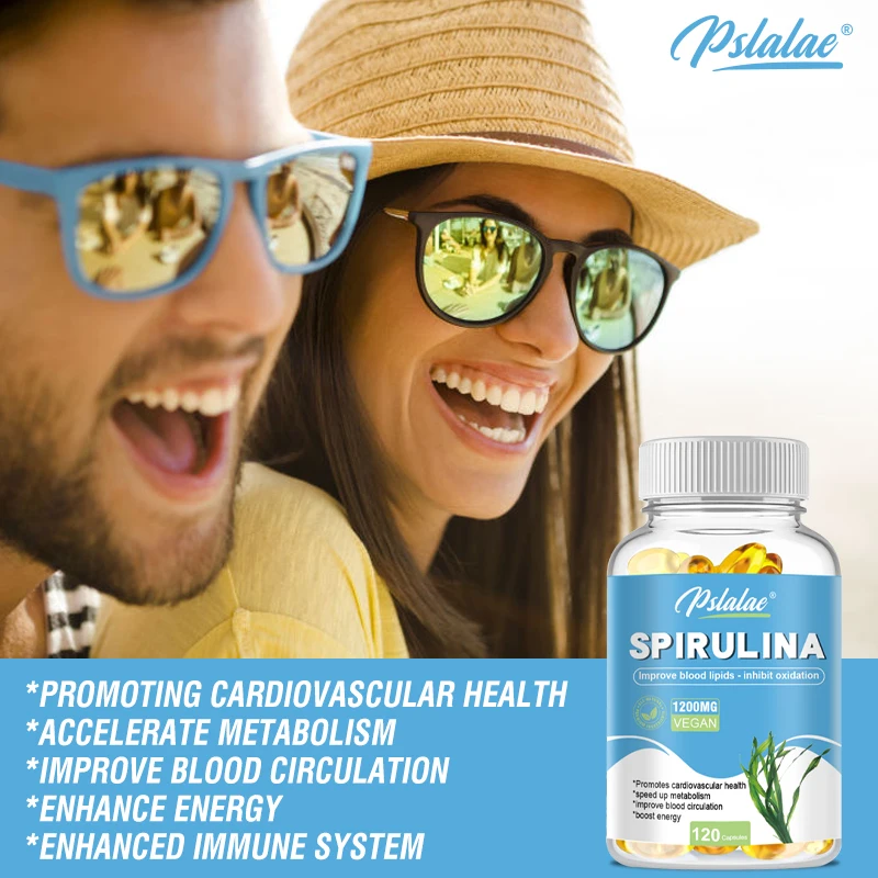 Cápsulas Vegetais Orgânicas Spirulina, Fornecer Nutritivo Super Vegetal Verde, Melhorando Imune, Antioxidante e Energia