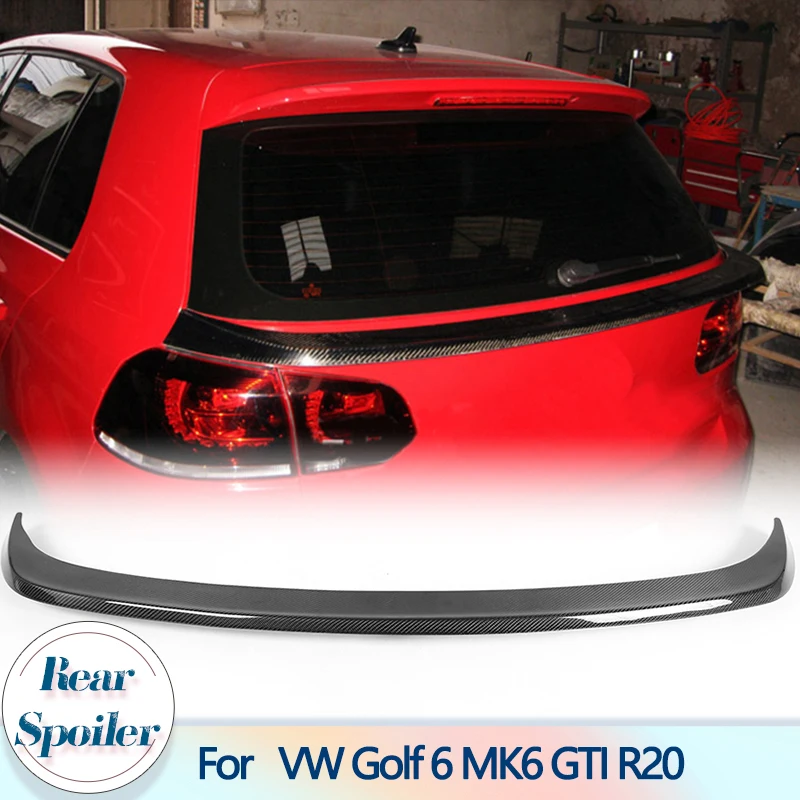 Car Rear Trunk Middle Wing Spoiler for Volkswagen VW Golf 6 MK6 GTI R20 2010-2013 Carbon Fiber Rear Trunk Spoiler Wing Lip