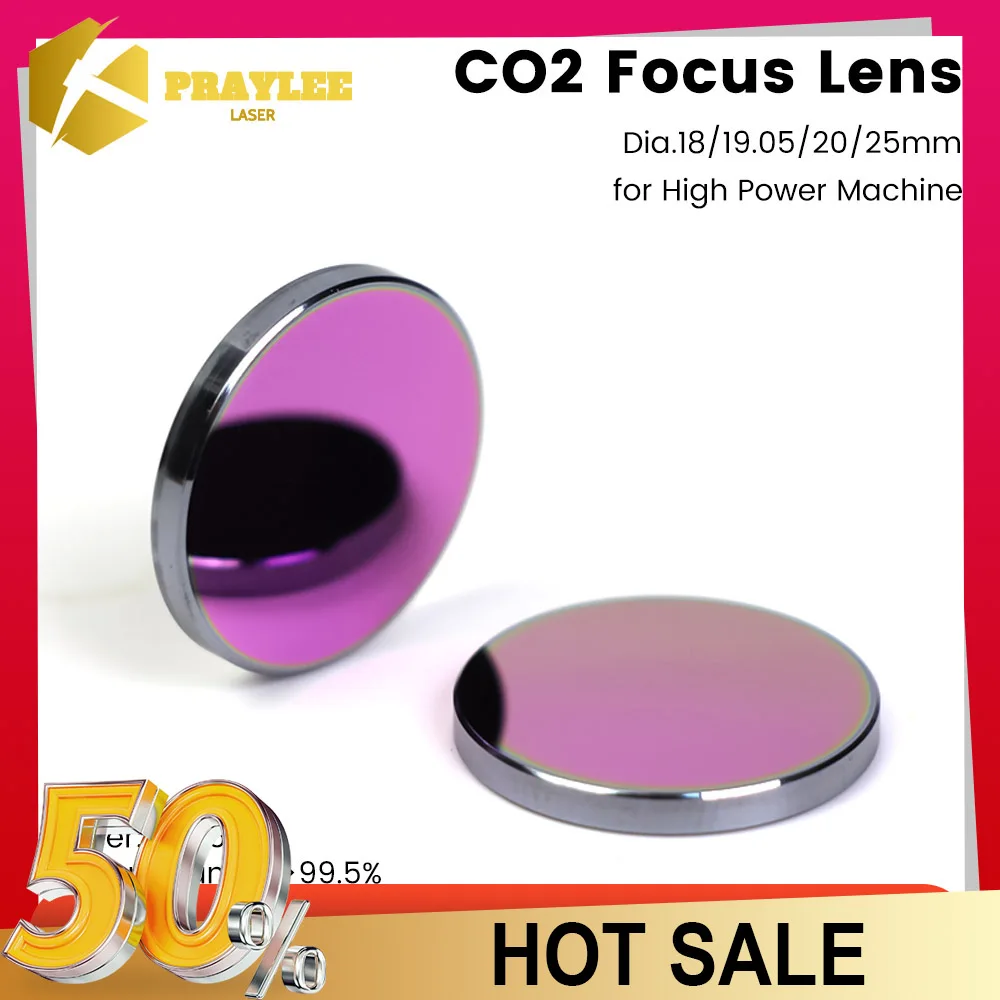 

Фокусная линза Praylee CO2 CVD/PVD/Pro Dia.18 19,05 20 мм FL38.1 50,8 63,5 мм для лазерной гравировки