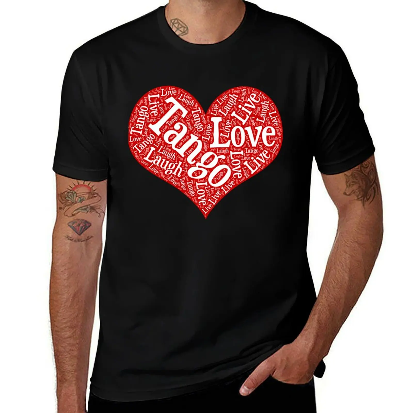 

Argentine Tango Heart with Live Laugh Tango Love Word Art T-Shirt man t shirt designer T-Shirt