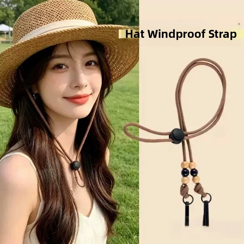 women's-fishing-hat-cord-fixed-sun-protection-cap-special-coffee-color-drawstring-straw-hat-with-buckle-fastening-diy-sewing