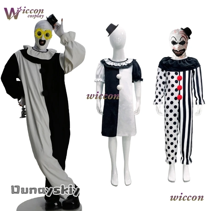 Disfraz de payaso para mujer, mono artístico de payaso, disfraces de Halloween {BankaiMode}, vestido de regalo de juego de rol de Joker blanco y negro artístico