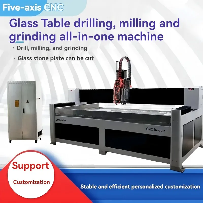 Industrial Dual Head CNC Machine 5.5KW Motor & Engine for Glass Cutting Grinding Stone Slab Drilling 1300mm Y-Axis REMEYA