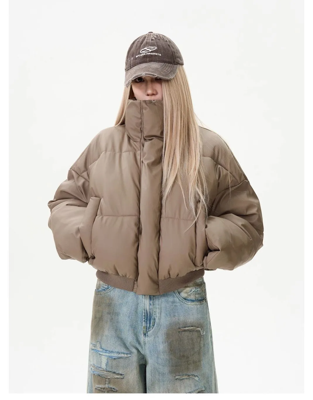 

Женские синие пуховики без капюшона, без воротника, без накидки, без верхнего слоя, без капюшонов, без покрытия, без крыши, с ребристой отделкой, красивые