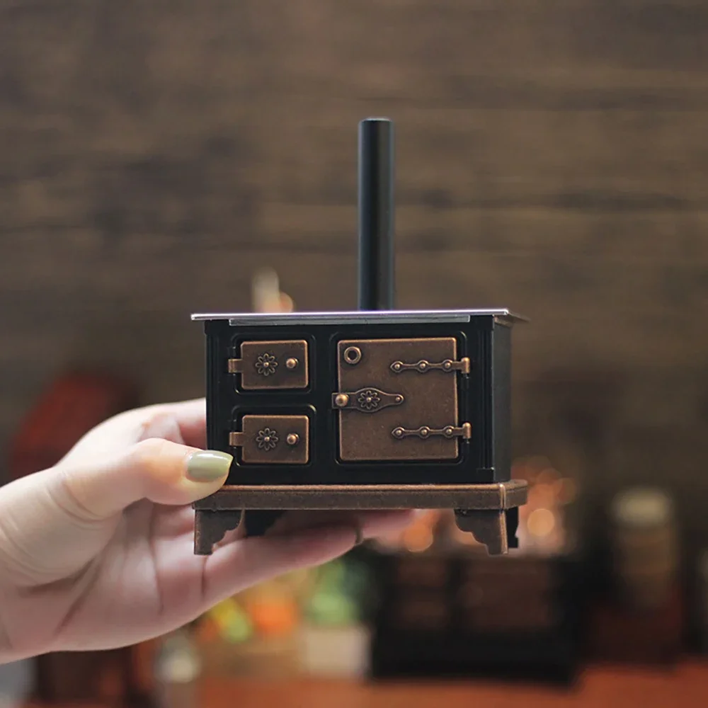 

1Pcs 1/12 Dollhouse Accessories Miniature Metal Stove Mini Fireplace Model for Doll House Decoration OB11 bjd