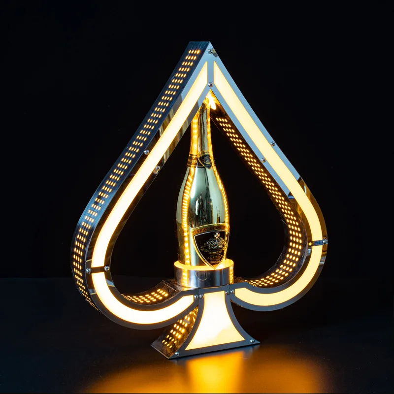 Stainless Steel  Wine Display Rack LED Glowing Wine Light Seat Champagne Bottle Glorifier Holder