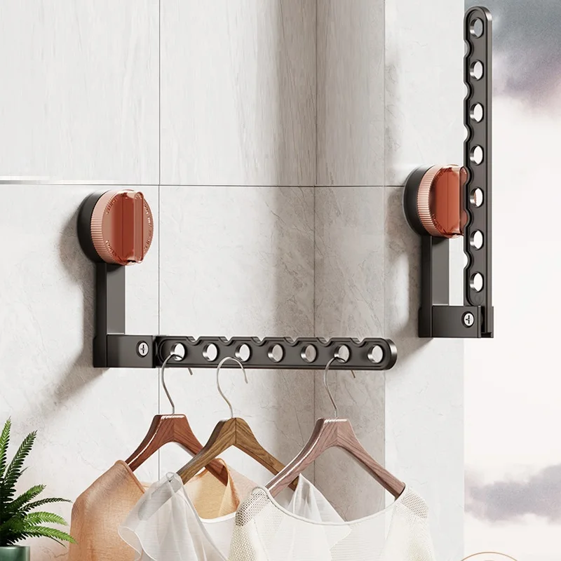 

Suction Cup Foldable Drying Rack No Drill Wall Mounted Cloth Hanger for Balcony/Shower No Tool Install Portal Travel Hanger
