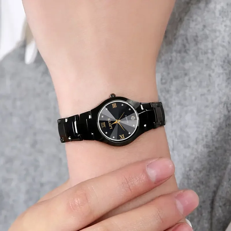 YIKAZE Men Women Quartz Watches Stainless Steel Wristwatch Calendar Date Waterproof Clock Luxury Womens  Lovers Couple Watch