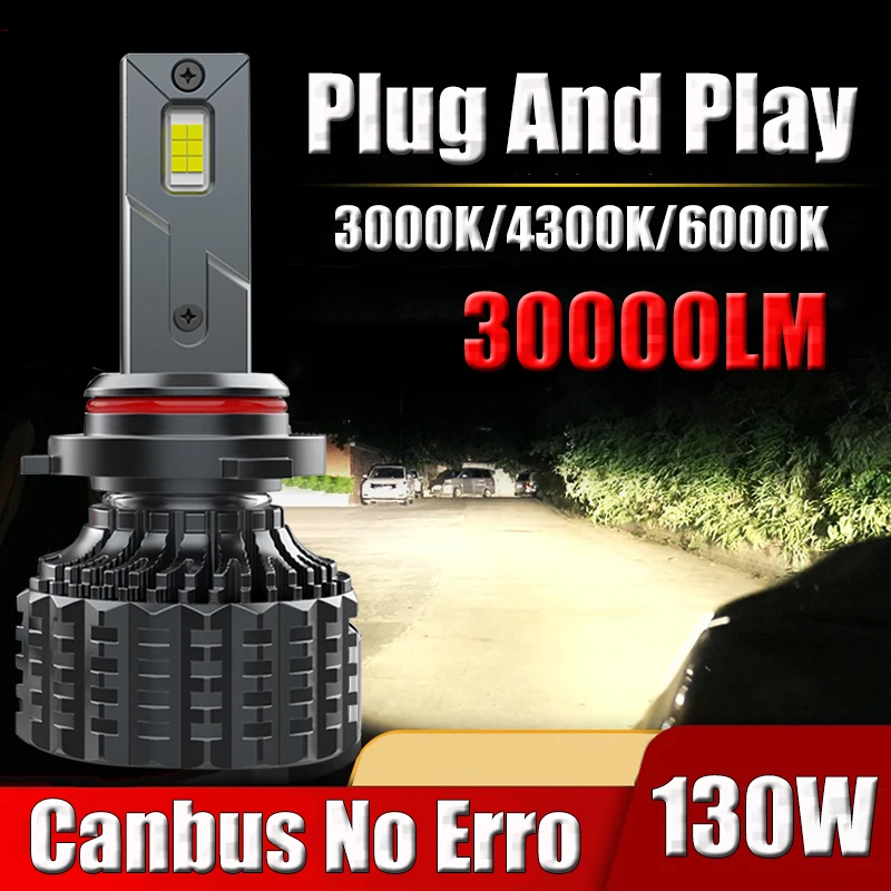 9005 HB3 HB4 H7 LED Canbus H4 H1 H3 H9 H11 9006 9012 880 Car Headlight Bulbs 3000K 4300K 30000LM 6000K Auto Fog Lights Lamp