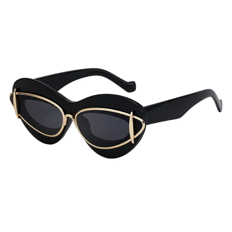 

2024 Oversized Cat Eye Acetate Metal Sunglasses Sun Glasses UV400 Shades Sunglasses