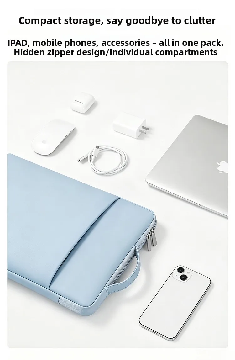 PU-Leder Laptop-Handtasche 11-15,6 Zoll Wasserdichte Hülle für Notebooks mit Plüschfutter – Detail 7