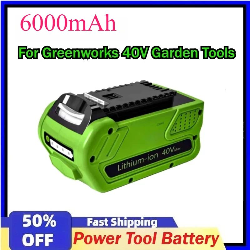 

6000mAh Replacement Lithium-ion Battery for Greenworks 40V 29462 29472 Hedge Trimmer Lawn Mower Garden Tools Batteries