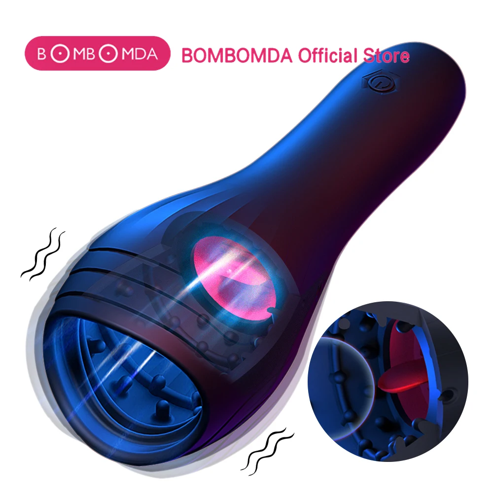 ألعاب جنسية للرجال قابلة للشحن مدلك القضيب مع 10 الهزاز ذكر الاستمناء تأخير حشفة دائمة المدرب الرجال حشفة هزاز #1