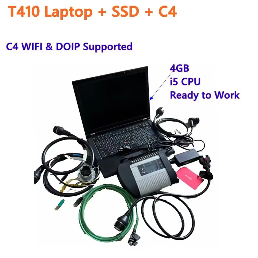 MB Star DoIP C4 WIFI SD Connect Compact 4 + V2024.12 Software SSD for Mercedes Car Diagnostic Tool + T410 i5 cpu 4gb ram laptop