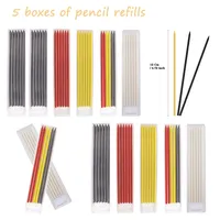 2.8mm Deep Hole Mechanical Pencil Refill, 5 Boxes Solid Graphite Marking Scribing Sticks, Black Red White Yellow, Vivid Colors