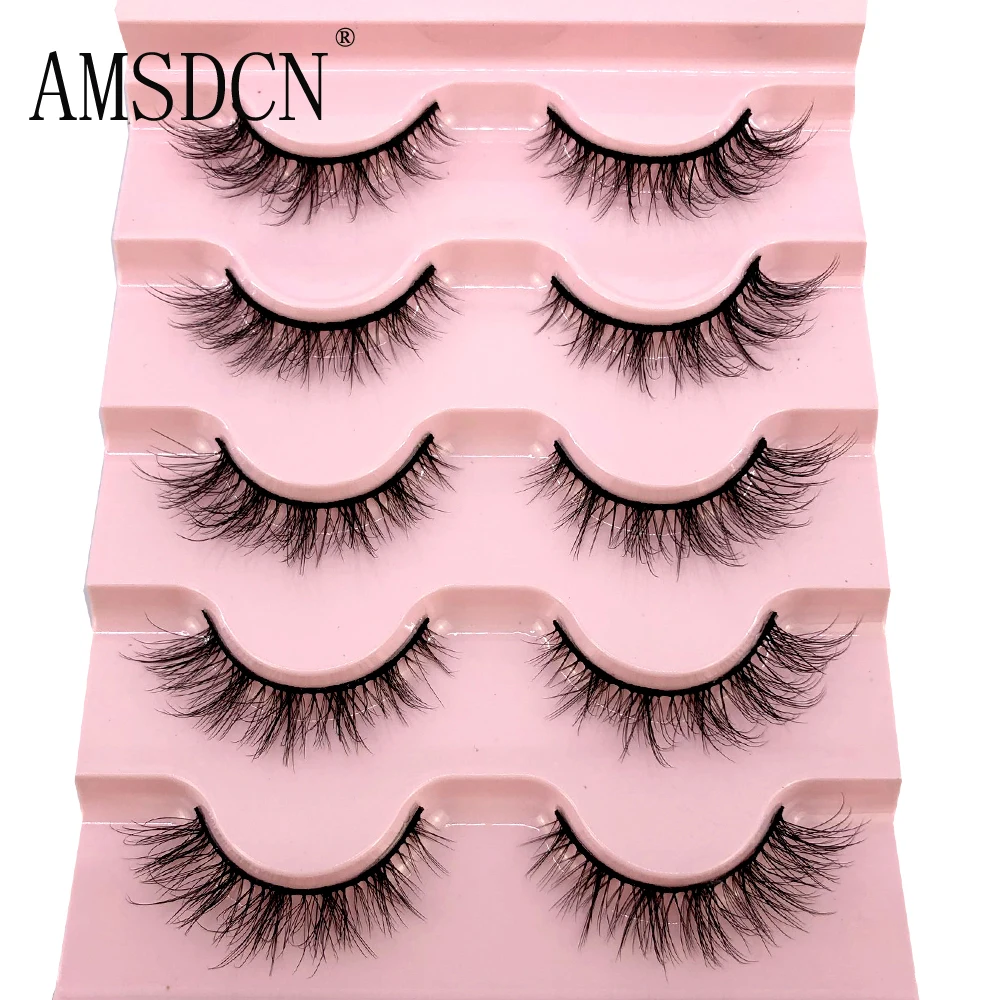 HBZGTLAD New 5 Pairs Natural Fluffy 3D Mink False Eyelashes Fake Lashes Makeup Kit Mink Lashes Extension Eye Lashes Short Eyelas