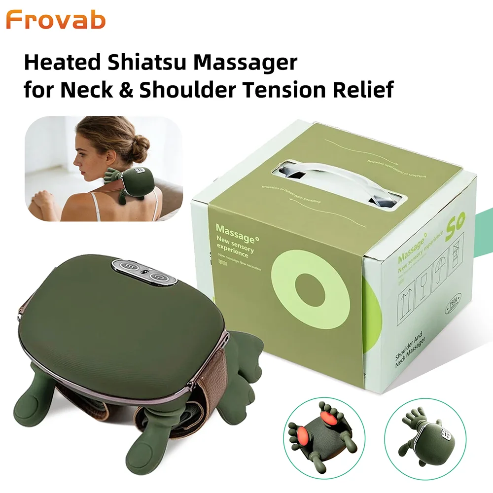 

Frovab Cordless Neck Massager Heat 3D Shiatsu Kneading Massage Shoulder Bionic Spine Cervical Pain Relief Portable Rechargeable