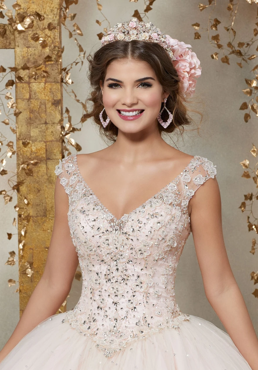 Robe de Quinceanera bleu ciel personnalisée, robe de Rh, mancherons, paillettes perlées, robe mexicaine Sweet 16, robe éducative de 15 ans, 2024, YQD101