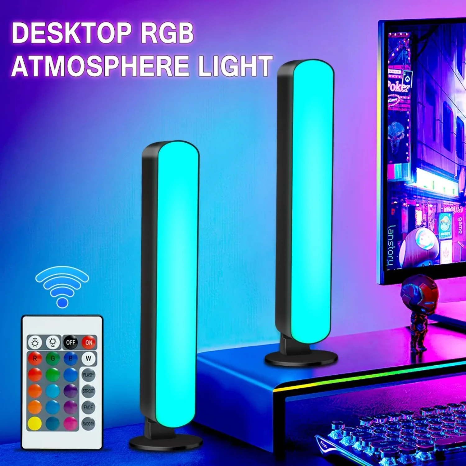 Music Sync LED Night Light Bars RGB Atmosphere Lamp With Remote Control  Gaming TV Bedroom Decoration Desktop Lamp