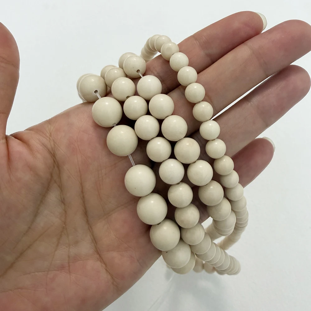 Natural Stone White Jasper Round Loose Beads 15