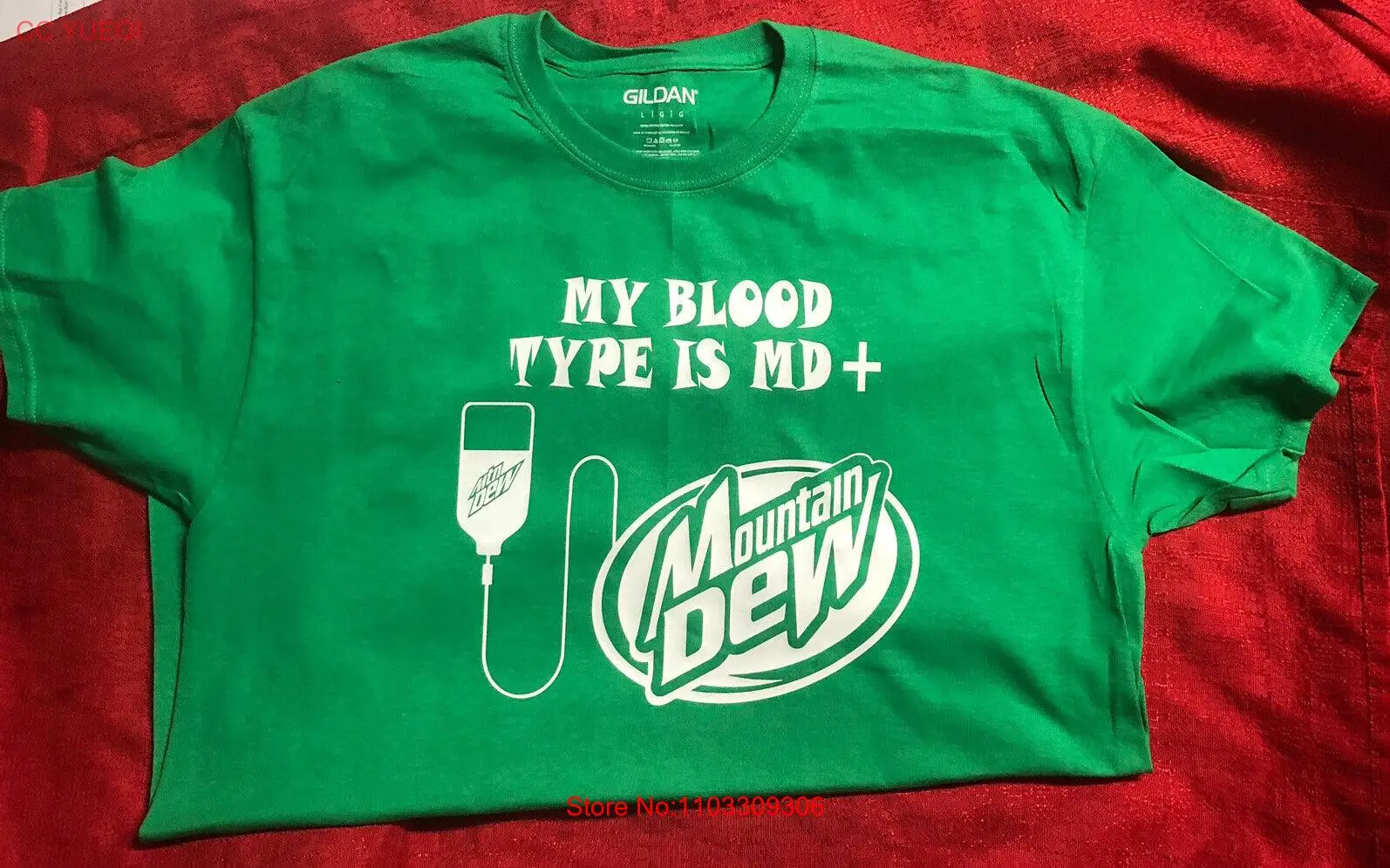 Футболка Mountain Dew ~ Размер 3X-забавная цитата «Мой кровь» трубка IV