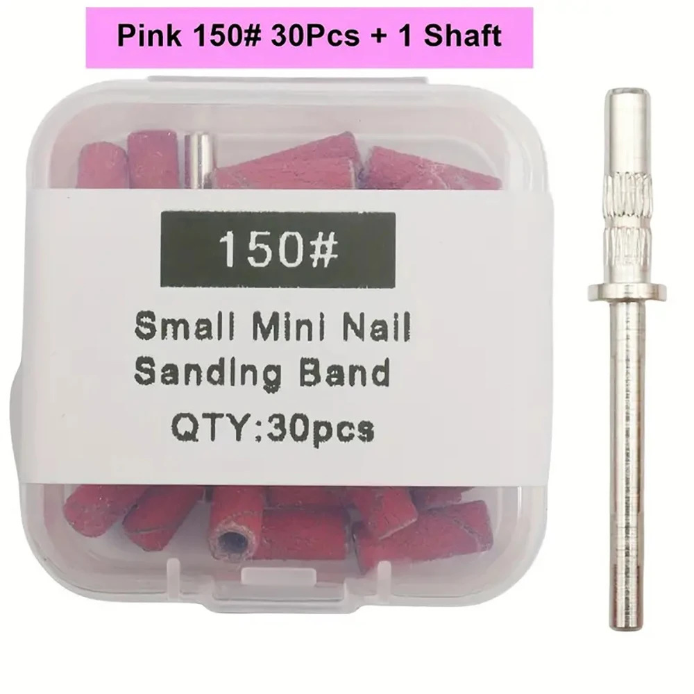 Bandes de ponçage en acier inoxydable avec mini zèbre, mèches de perceuse à ongles, mandrin électrique, accessoires de manucure, arbre de 3.1mm, 30 pièces par boîte
