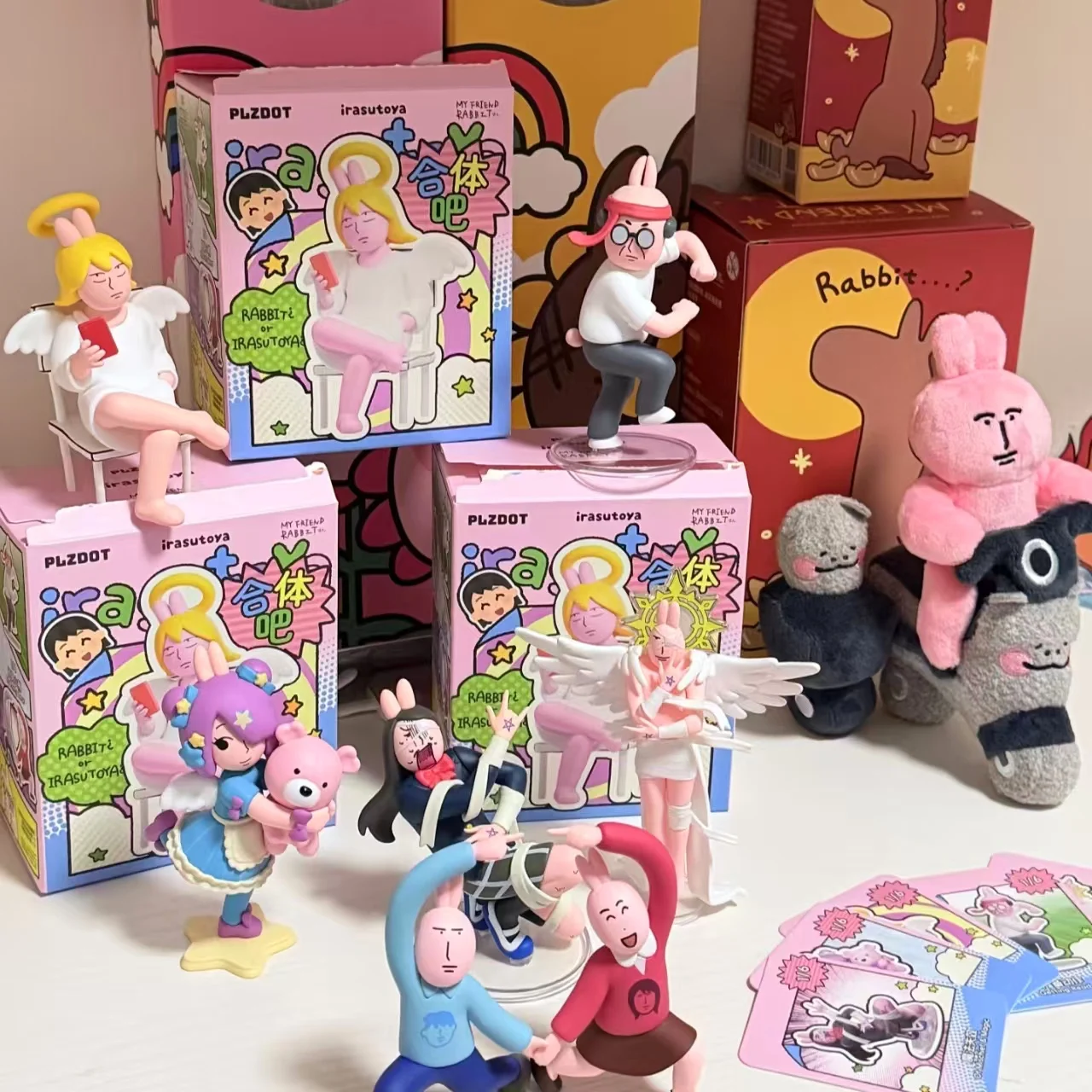 

Plzdot Authentic Irasutoya Pink Rabbit Illustration Character Blind Box Figures Collectible Ornaments Cute Toy Gift For Fans