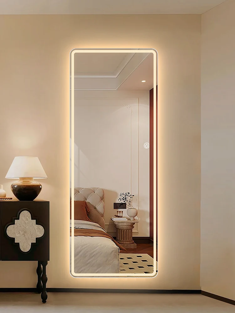 Smart full body mirror wall mounted household French style wind band light dressing mirror wall mounted fitting mirror