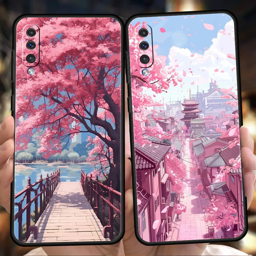 Pink Spring Cherry Blossoms Phone Case for Samsung Galaxy A24 A13 A53 A73 A33 A22 A12 A02 A03 A05 A70 A50 A10 A20 5G Cover Shell