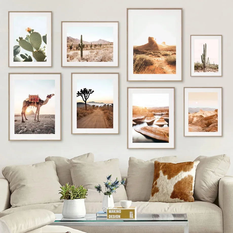 Sunset Desert Road Cactus Canyon Travel Canvas PaintingWall Art  Nordic Posters And Prints Wall Pictures For Living Room Decor