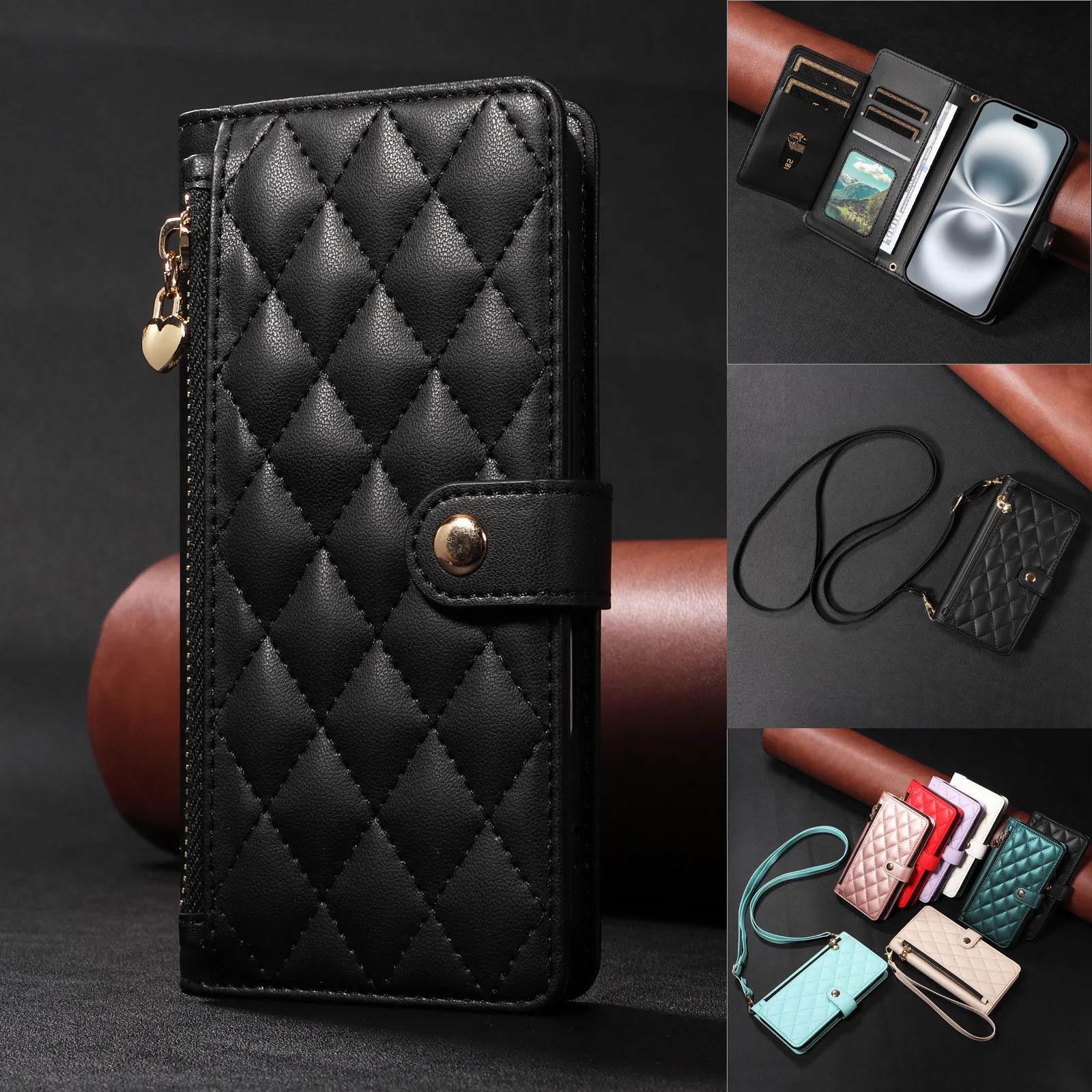 

Wallet With Card Slot Kickstand Magnetic Flip Leather Case For iPhone 16 Pro Max 16E 15 Plus 14 13 12 11 8 7 X XS XR SE 2020 22
