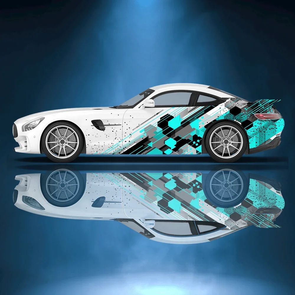 

Futuristic Geometric Shapes Car Vinyl Wraps Decal Self-adhesive PVC Sticker Suitable for Trucks SUV Decor Auto Accessories Gift