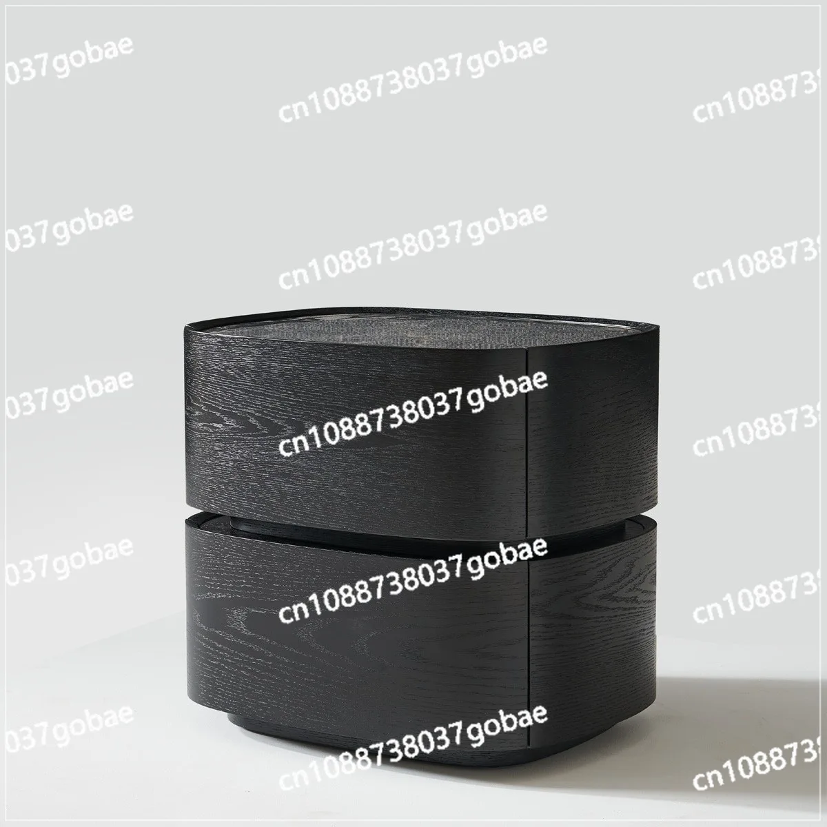 

Minimalist solid wood bedside table Modern rock slab double drawer cabinet