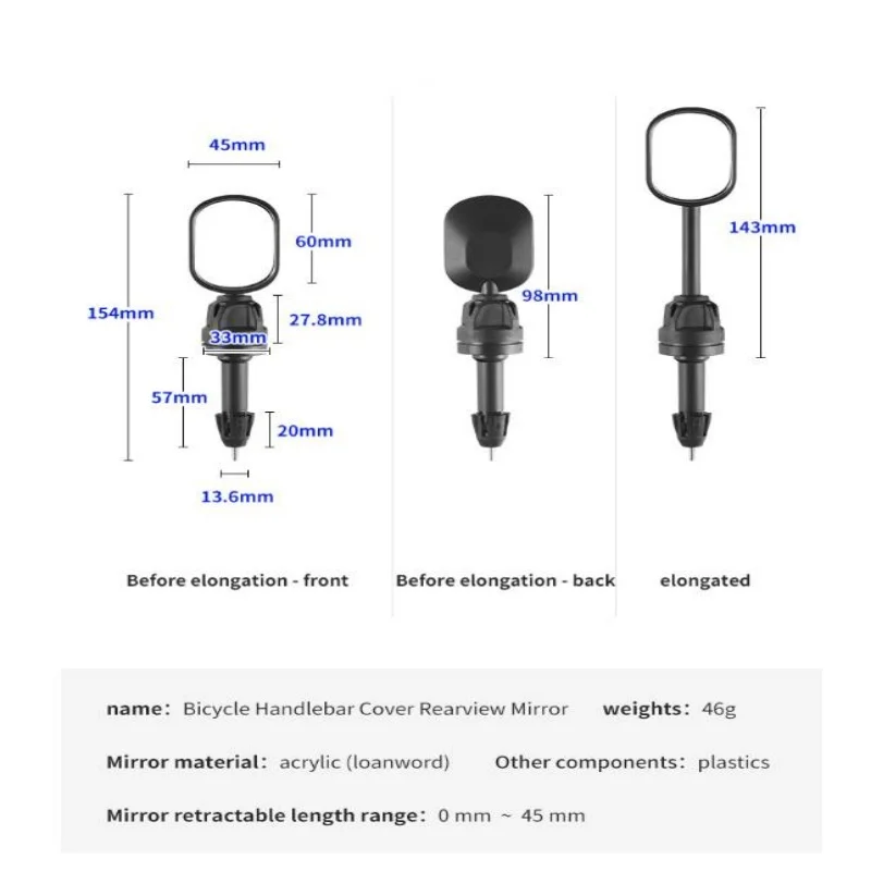 ISURE MARINE Bicycle Rearview Mirror Road Bike Mountain Bike Adjustable Outdoor Cycling HD Reflective Mirror
