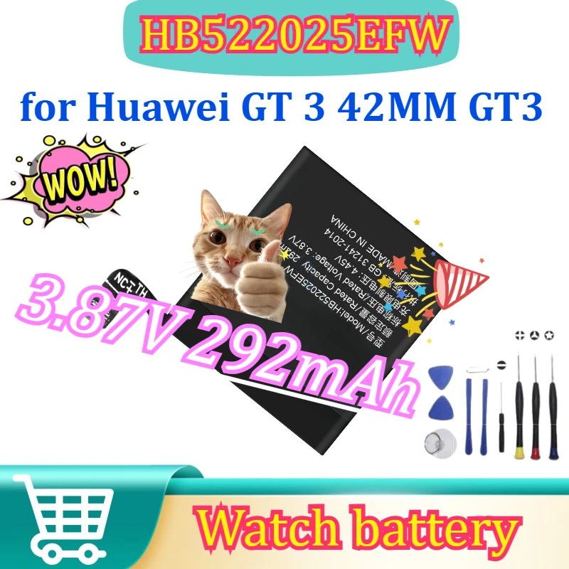 

Новый сменный аккумулятор для часов 3,87 В 292 мАч HB522025EFW для Huawei GT 3 42 мм GT3 Smart Bateria + бесплатные инструменты
