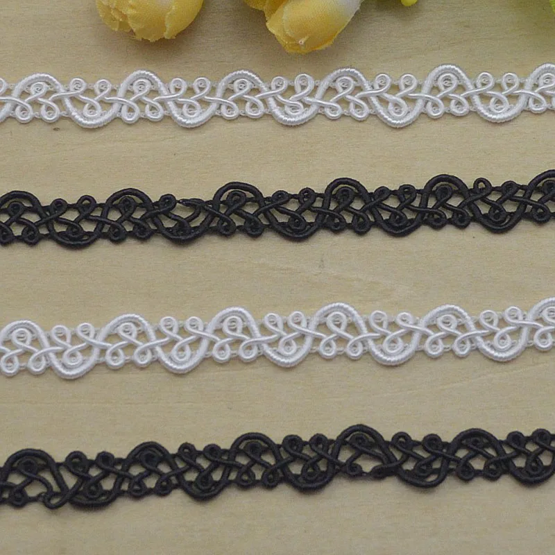 5m/16.4ft each Pack Black white 1cm lace trims clothing curtain centipede sewing curve accessory dress ribbons gift decorations