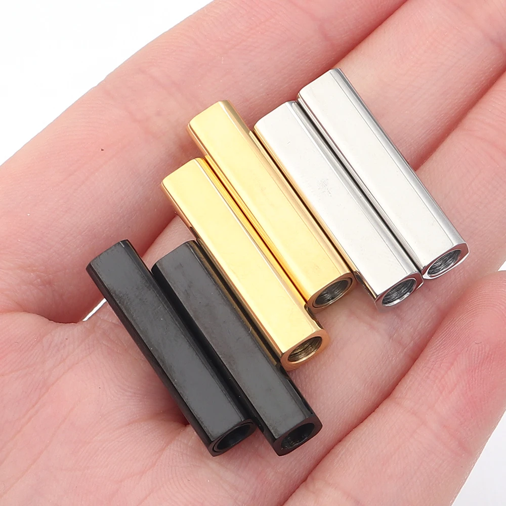 2 قطعة/الوحدة صالح 4 مللي متر الجلود حبل المشابك الفولاذ المقاوم للصدأ مربع مشبك ل قلادة سوار موصلات DIY بها بنفسك صنع المجوهرات #1