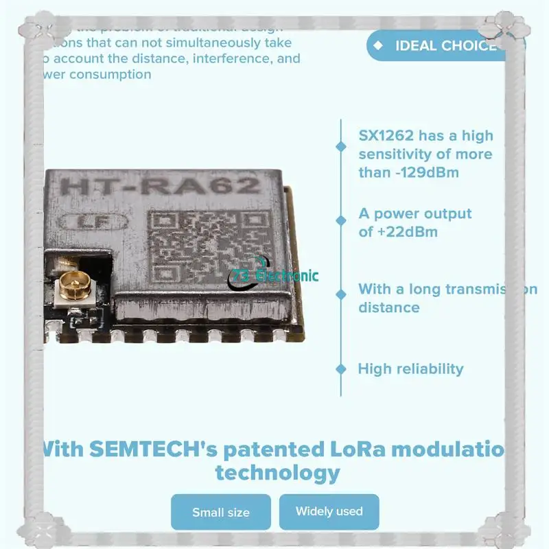 จัดส่งตลอด 24 ชั่วโมง 3X HT-RA62 โมดูลซีรีส์ลอร่า SX1262 การพัฒนาขั้นที่สองรองรับโปรโตคอลลอราวัน 433-510 เมกะเฮิรตซ์