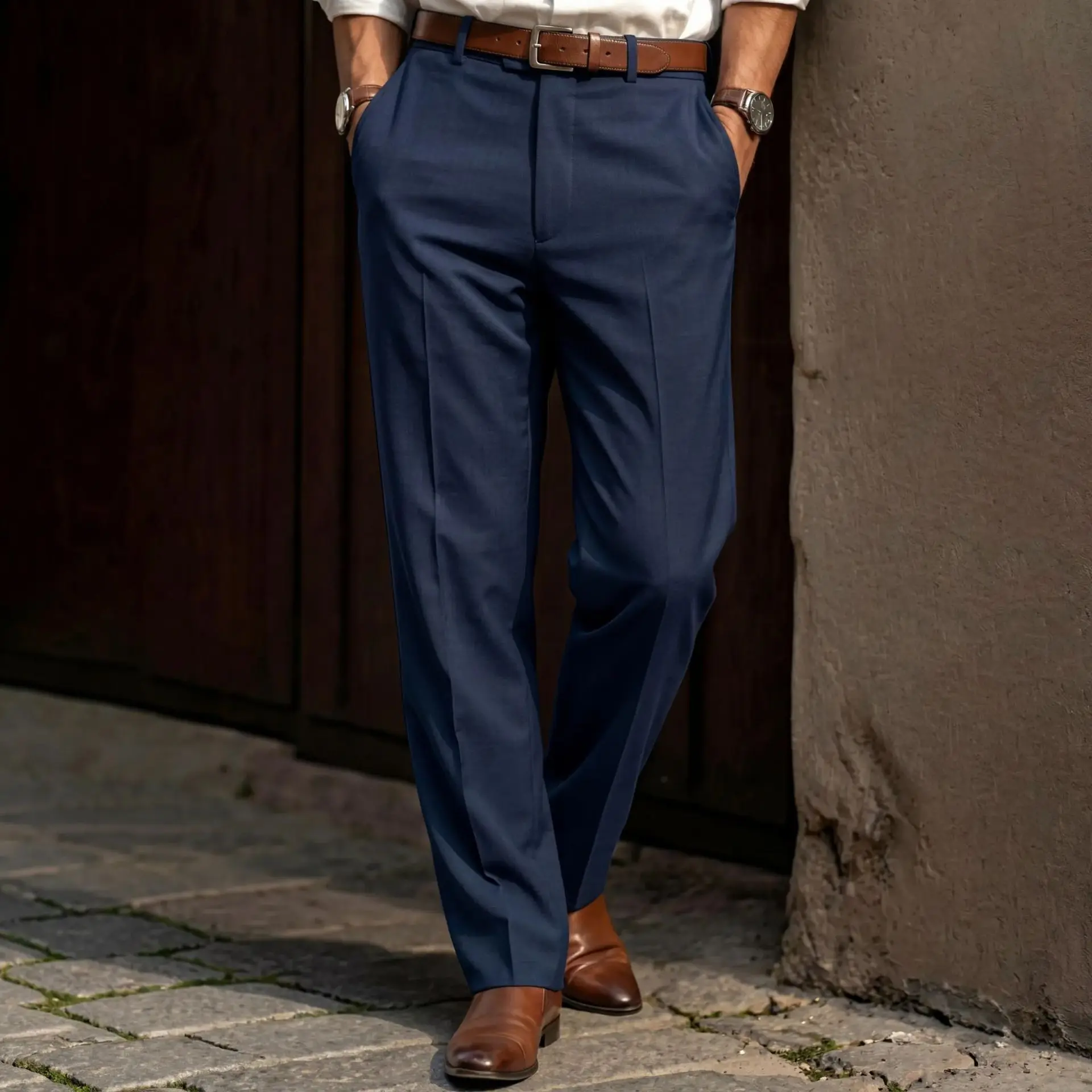 Herren Sommer Dünne Modische Business Casual Anzughose Lange Hose Herren Elastische Gerade Formelle Hose Übergröße – Detail 7