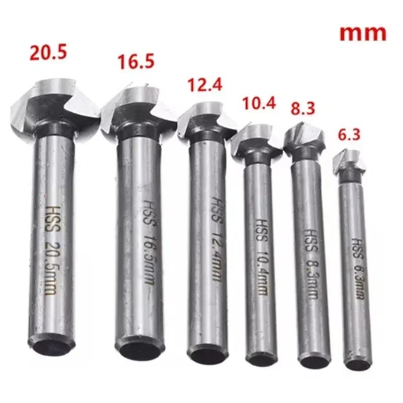 6Pcs HSS Chamfering Cutter 3 Flutes 90 Degree Countersink Drill Bit Hole Opener Set 6.3-20.5mm Woodworking Milling Cutter Bits