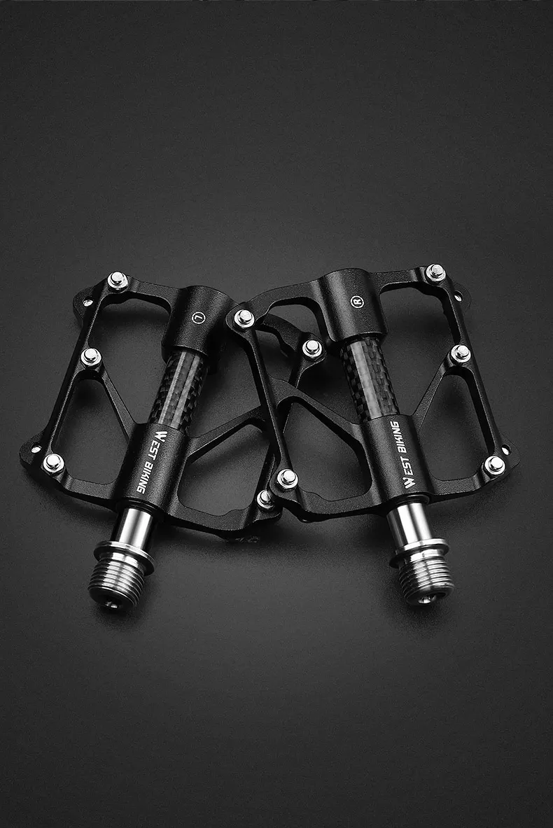 WEST BIKING Carbonfaser-Pedal Rennrad-Pedal 3-Lager Titanlegierung Achspedal MTB Fahrradpedal Fahrradzubehör – Detail 17